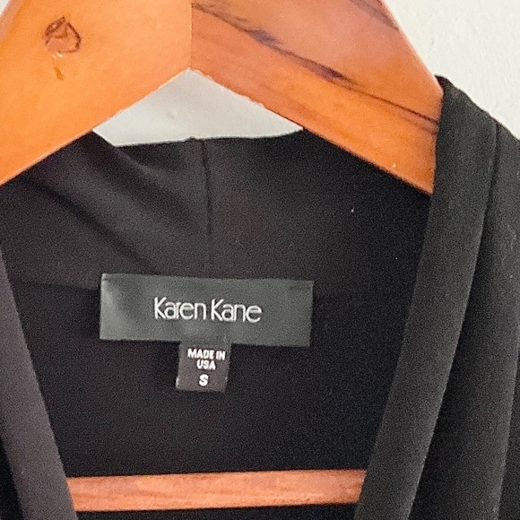 Karen Kane Maxi Jumpsuit Black Wide leg Draped surplice lined top Stretched Sz S - Picture 4 of 16